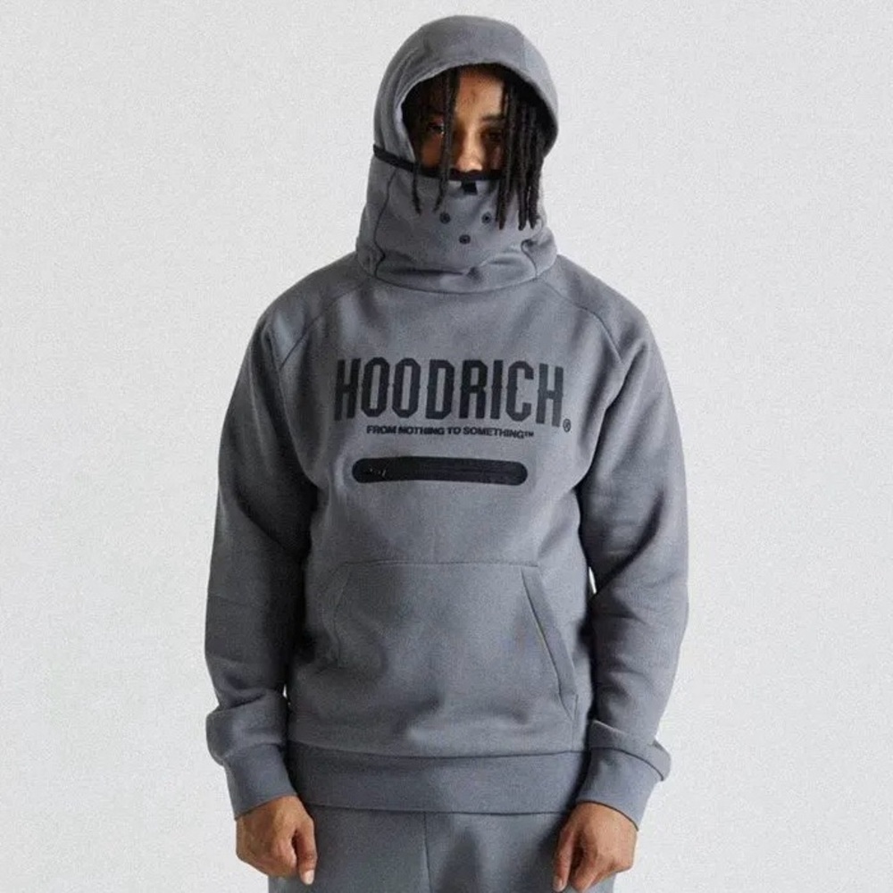 HOODRICH Sight OG Vision Masked Pullover Hoodie Grey Gray Zipper Pocket XS